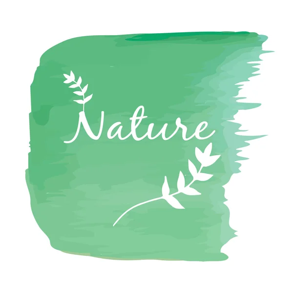 Astratto acquerello disegnato a mano sfondo con la parola "Natura ". — Vettoriale Stock