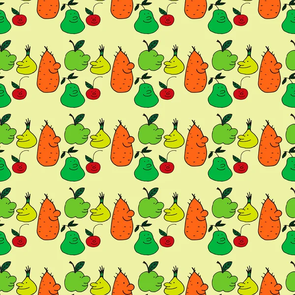 Motif sans couture avec des fruits drôles — Image vectorielle