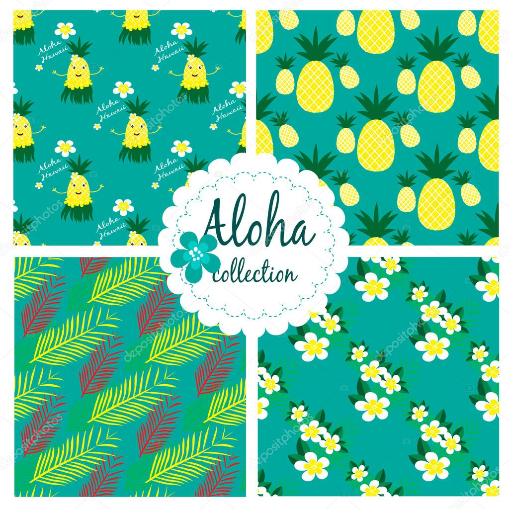 Collection with hawaiian seamless pattern