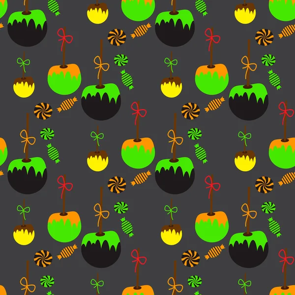 Modèle sans couture pour Halloween avec pomme glacée — Image vectorielle