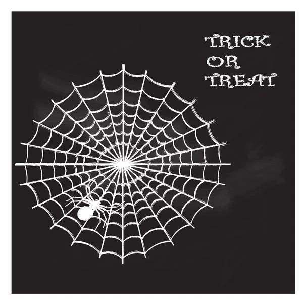 Illustrazione di Halloween con ragnatela e ragno sulla lavagna — Vettoriale Stock