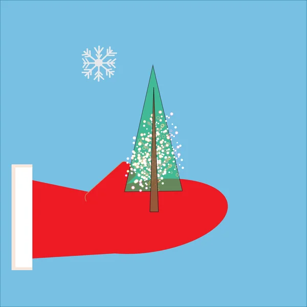 Kerstboom in een Santa's hand — Stockvector