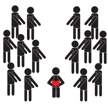 İnsan piktogram. Kırmızı kalpli adam.