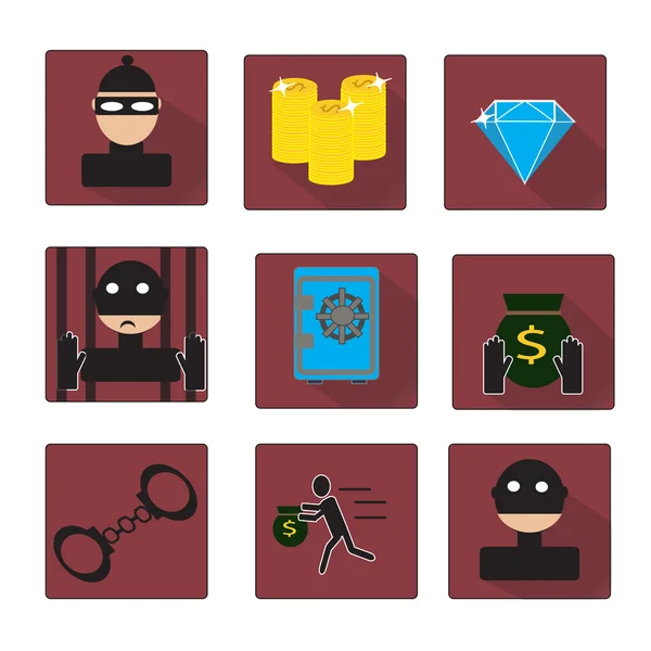 Ceza ve prison vector Icons set — Stok Vektör