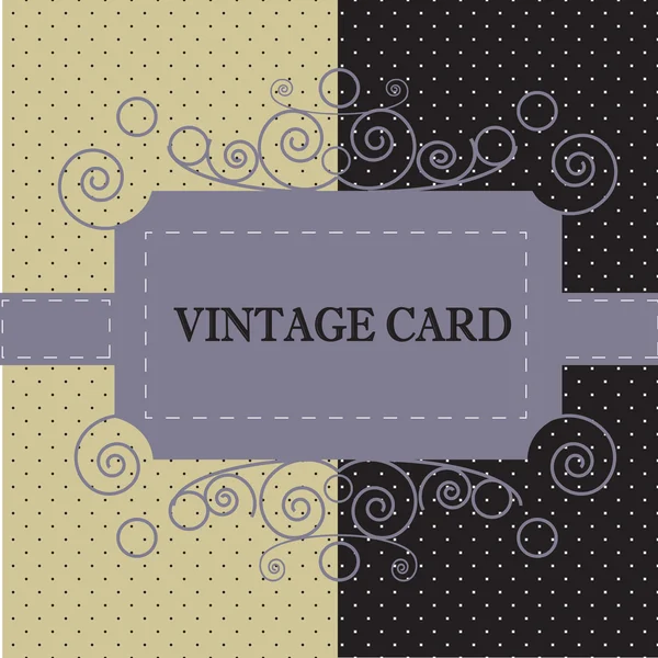 Tarjeta vintage blanco y negro con fondo con lunares — Vector de stock