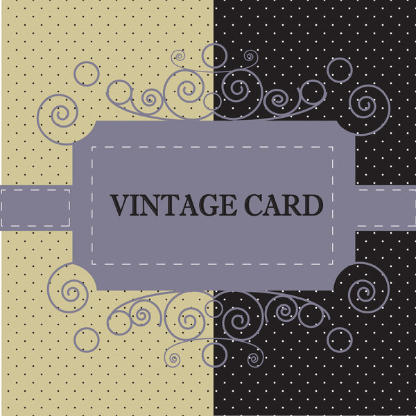 Black-white vintage card with background with polka dots