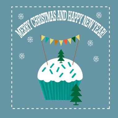 Cupcake ve ağaç Noel kartı