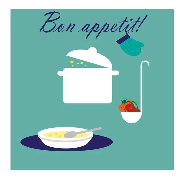 Soupe de légumes avec ingrédients — Image vectorielle