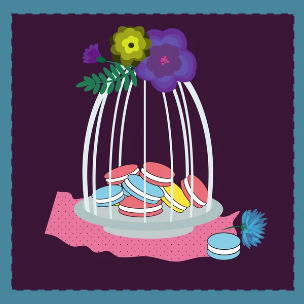 Macarons dans la cage à oiseaux — Image vectorielle