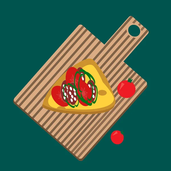 Italiaanse pizza op het houten bord — Stockvector