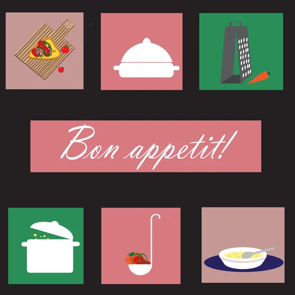 Icônes serties d'ustensiles de cuisine — Image vectorielle