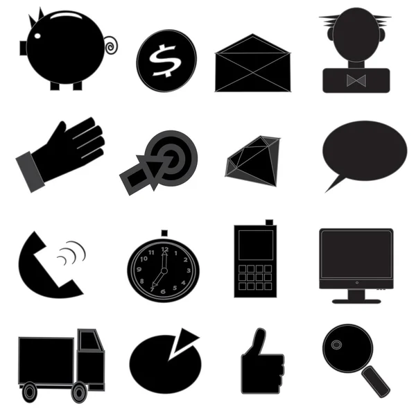 Negocio y dinero Black & White Icon Set — Vector de stock