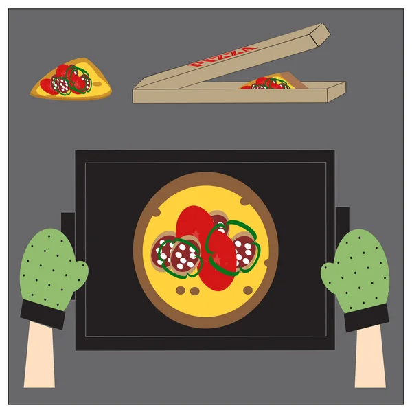 Matlagning pizza — Stock vektor