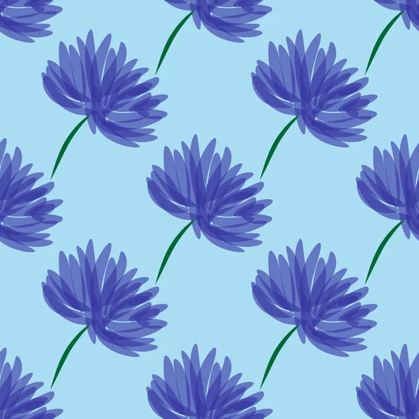 Modèle sans couture avec des chrysanthèmes sur le fond bleu — Image vectorielle