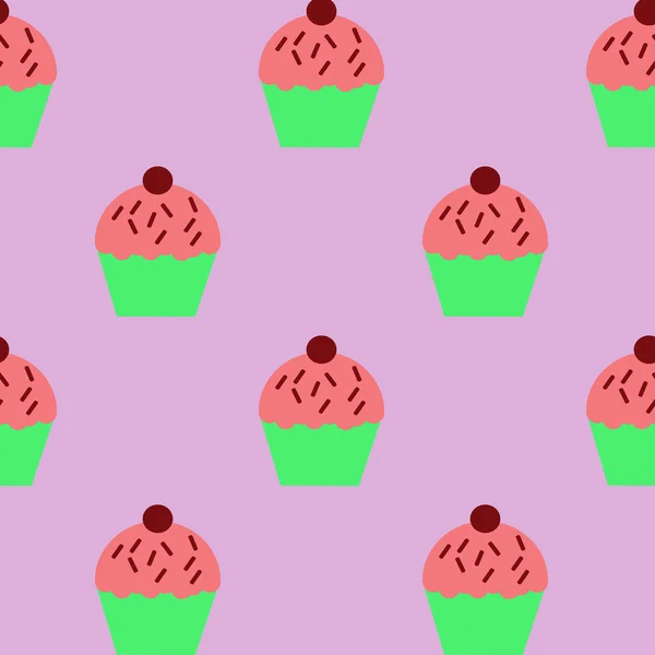 Pequeños cupcakes deliciosos patrón sin costuras — Vector de stock