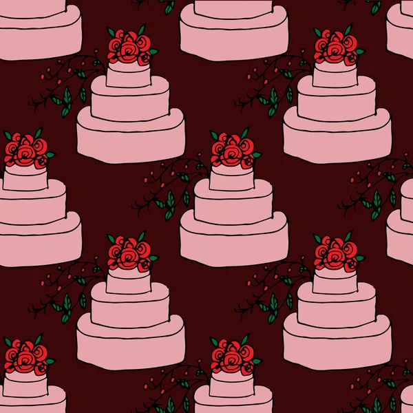 Gâteaux de mariage motif sans couture — Image vectorielle