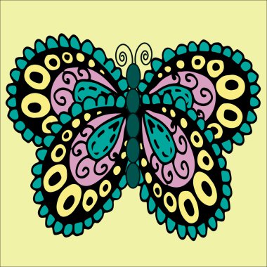 Elle çizilmiş süsleme kelebek vektör