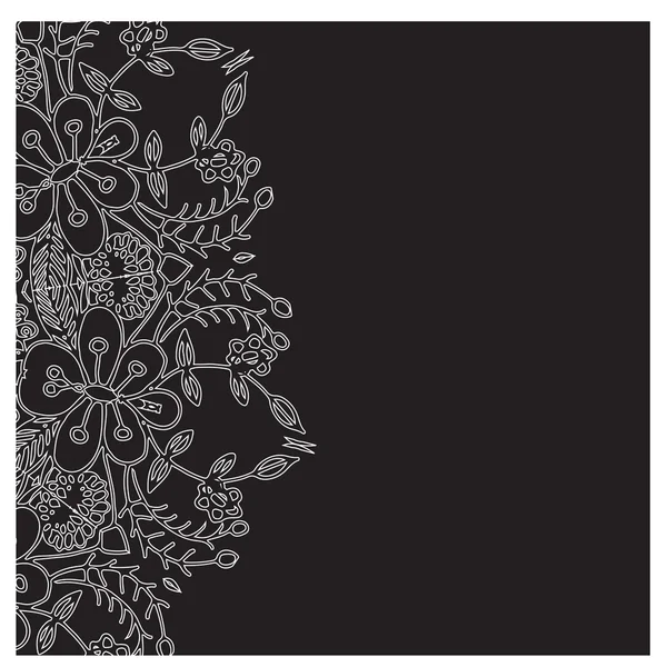 Ilustración de adorno de flor blanca en negro — Archivo Imágenes Vectoriales