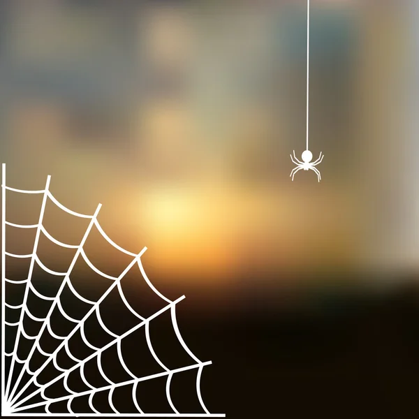 天空模糊焦的风景背景与蛛网和蜘蛛 — 图库矢量图片
