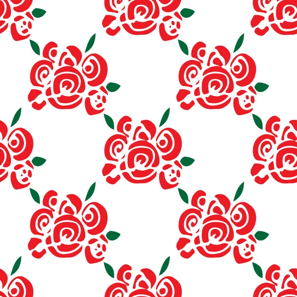 Modèle sans couture avec des fleurs de rose dessinées à la main — Image vectorielle