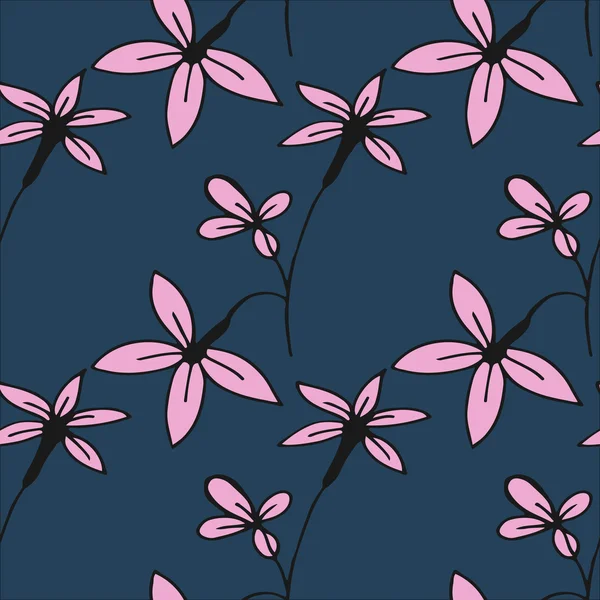 手描きの花のシームレス パターン — ストックベクタ