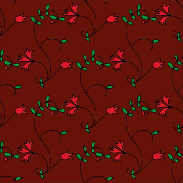 手描きの花のシームレス パターン — ストックベクタ