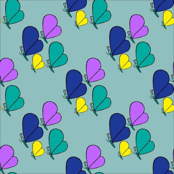 Patrón sin costuras con mariposas lindas — Vector de stock