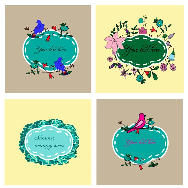 Cadre pour fleurs et oiseaux — Image vectorielle