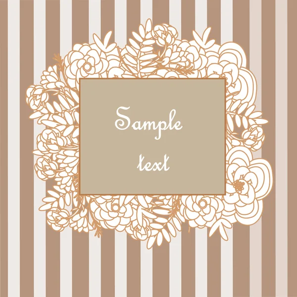 Floral frame on the striped background — Stock Vector