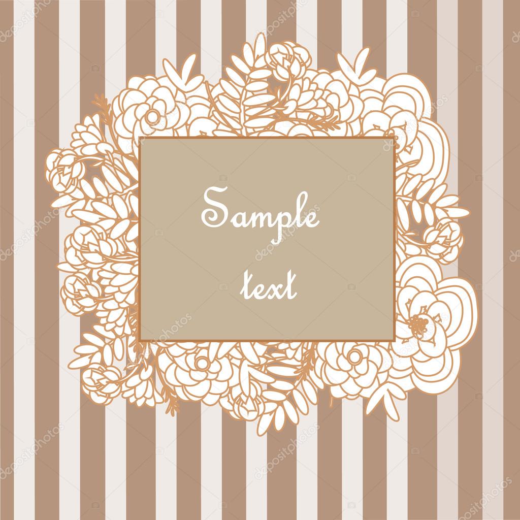 Floral frame on the striped background