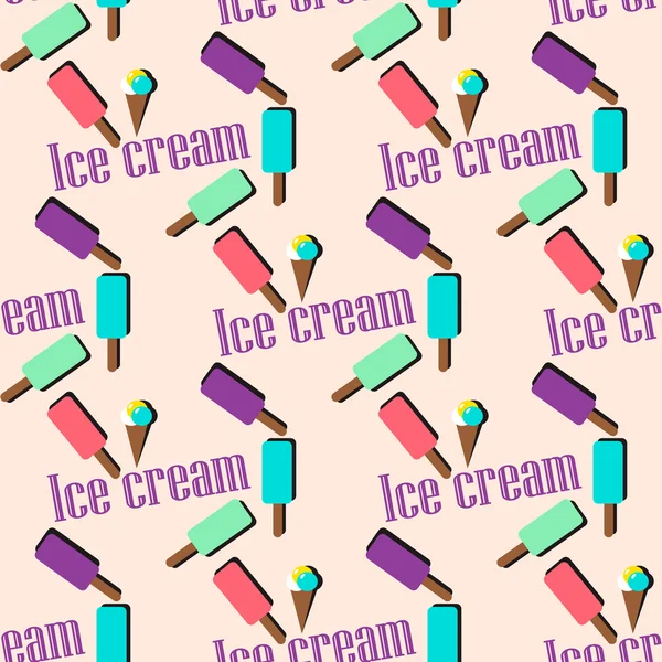 アイスクリームとレトロなシームレス パターン — ストックベクタ