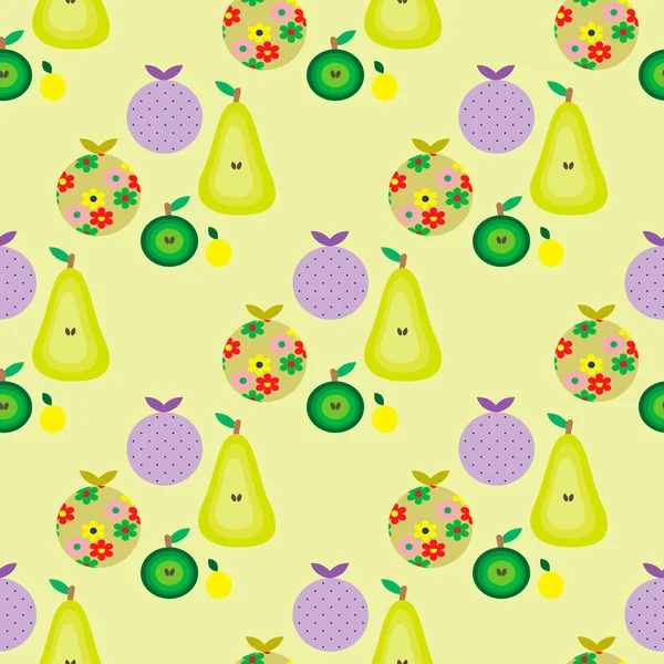 Seamless retro pattern with fruits — Stock Vector