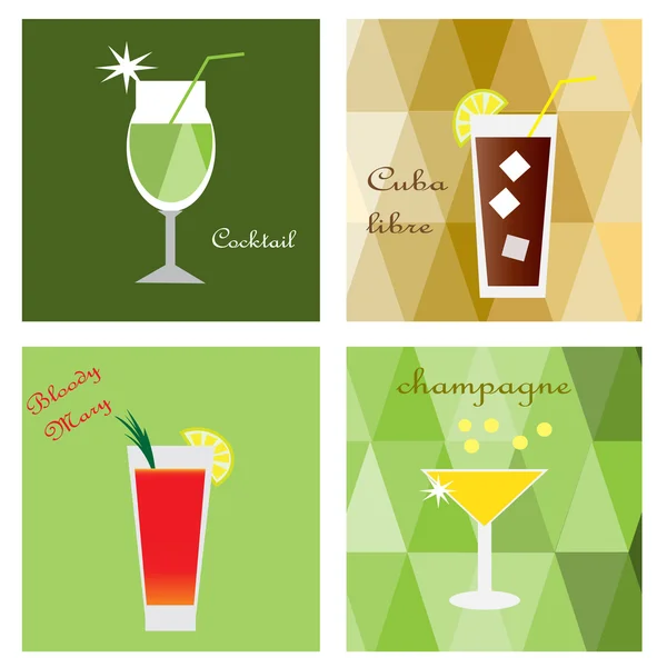 Collection with four drinks — Stock Vector