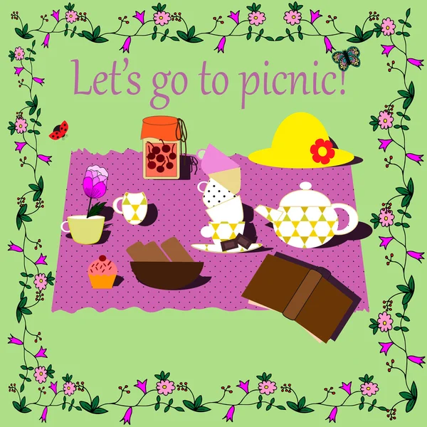 Illustrazione picnic — Vettoriale Stock