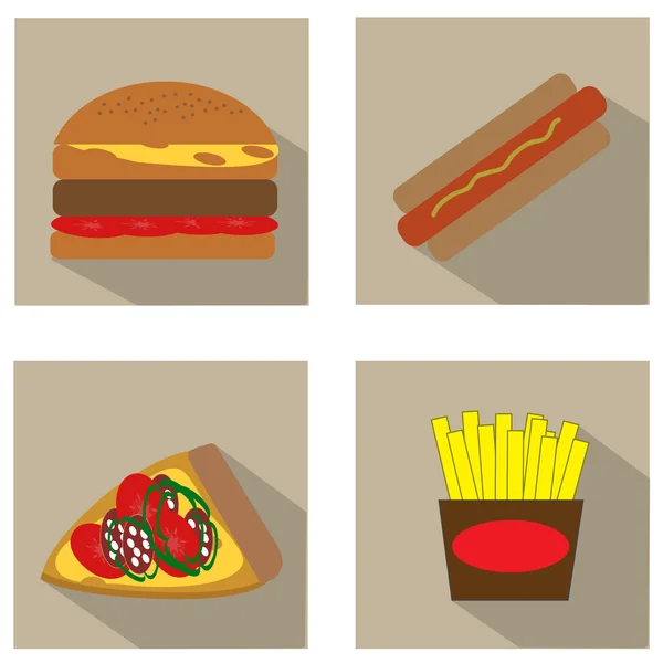 Fast Food Ikonen Set — Stockvektor