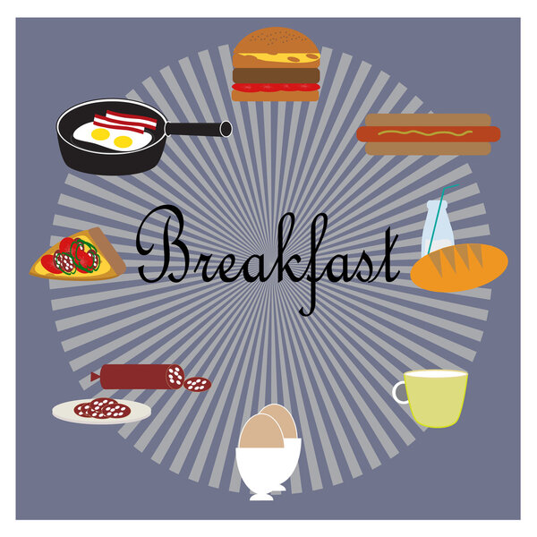 Illustration with food for breakfast