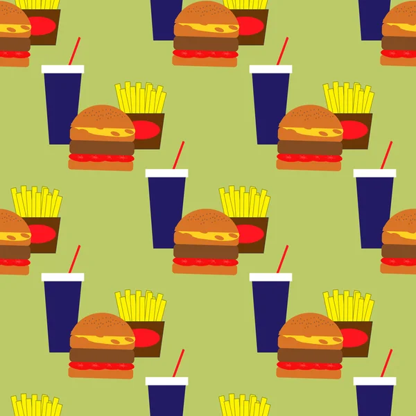 Naadloos patroon met Fast Food — Stockvector