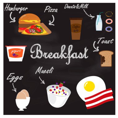 İllüstrasyon kahvaltı için gıda ile
