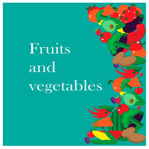 Ensemble de fruits et légumes — Image vectorielle