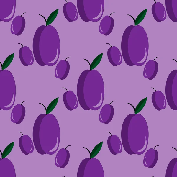 Seamless pattern with plums — Stock Vector