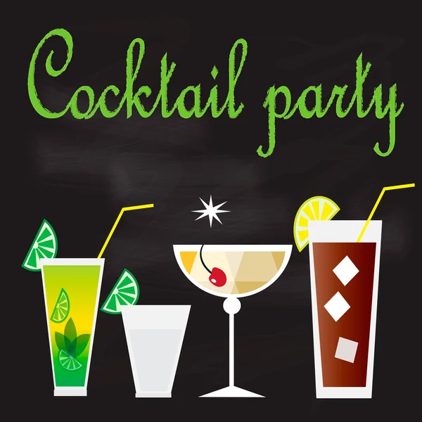 Cocktail affiche de fête — Image vectorielle