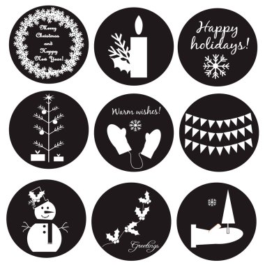 Siyah-beyaz Noel etiketleri