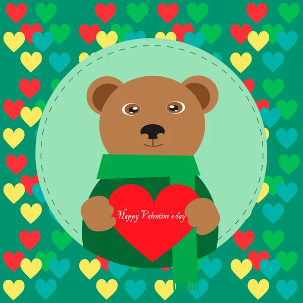 Schattige beer met hart — Stockvector