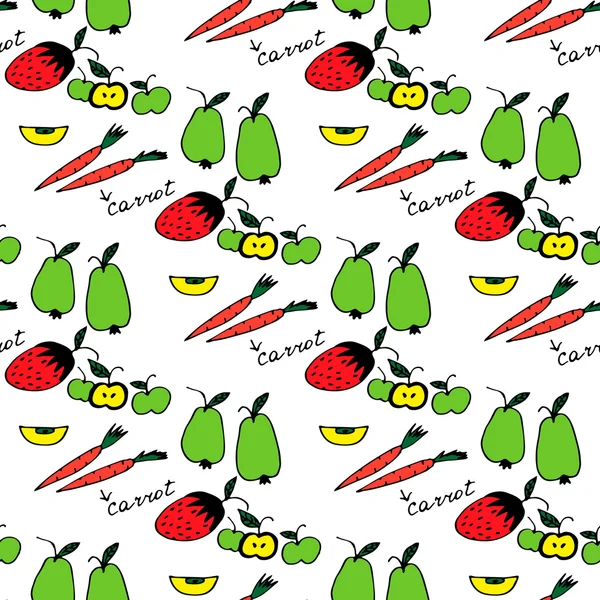 Seamless pattern with fruits and vegetables — Stock Vector