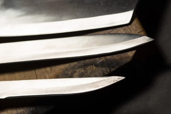 Noże kuchenne ze stali nierdzewnej. — Zdjęcie stockowe