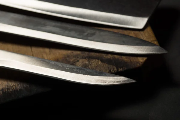 Nerezové kuchyňské nože. — Stock fotografie
