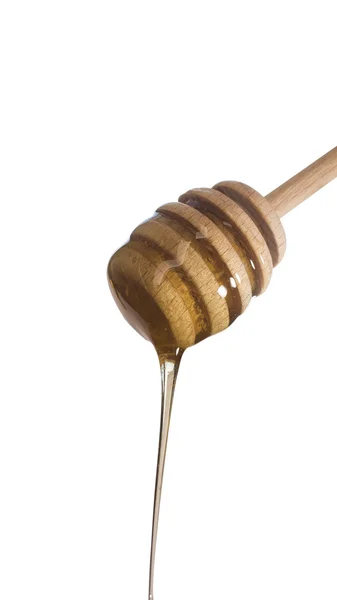 Isolated Dripping honey of honey stick. — Stock Photo, Image