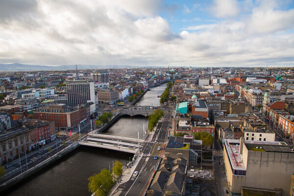 Looking over the skyline of Dublin City, Ireland