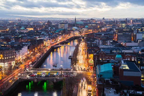 Dublin Panorama v noci — Stock fotografie