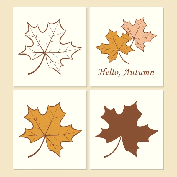 Cards on autumn theme with maple leaves — Stock Vector